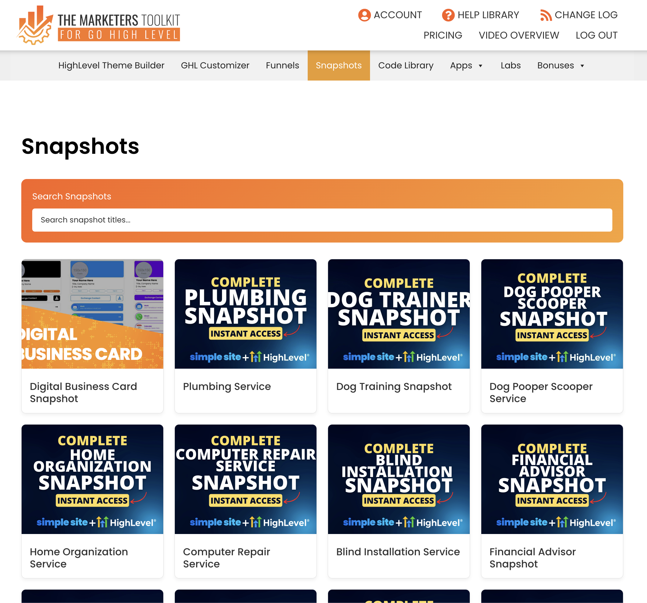 NEW SNAPSHOTS LIBRARY