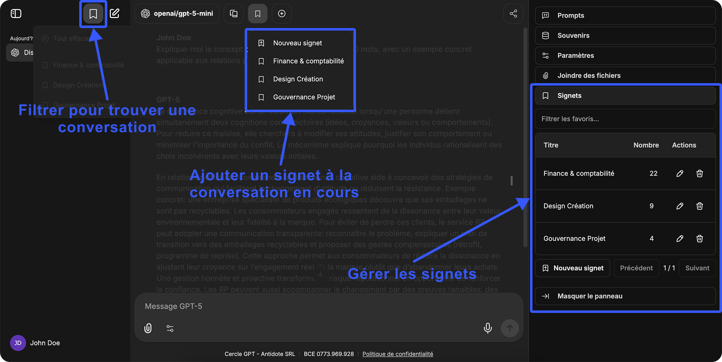 Explication du fonctionnement des signets
