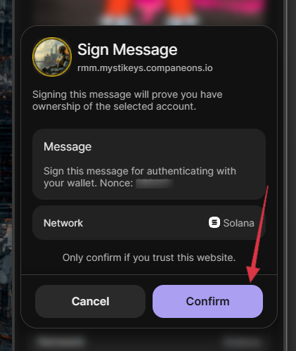 Sign the message