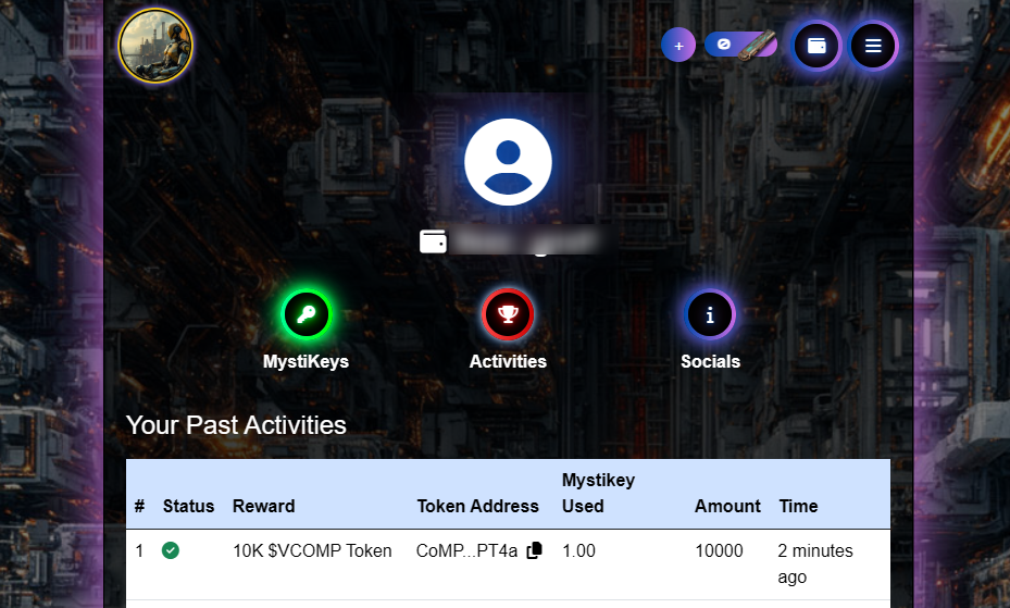 Profile - Reward status complete.
