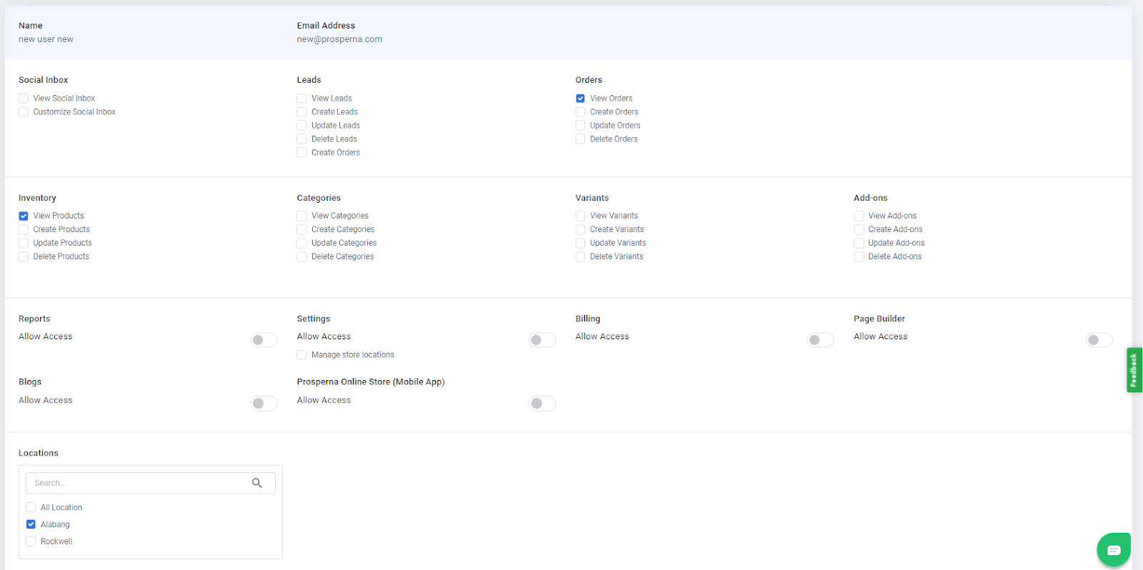 Prosperna Rights, Roles and Permissions