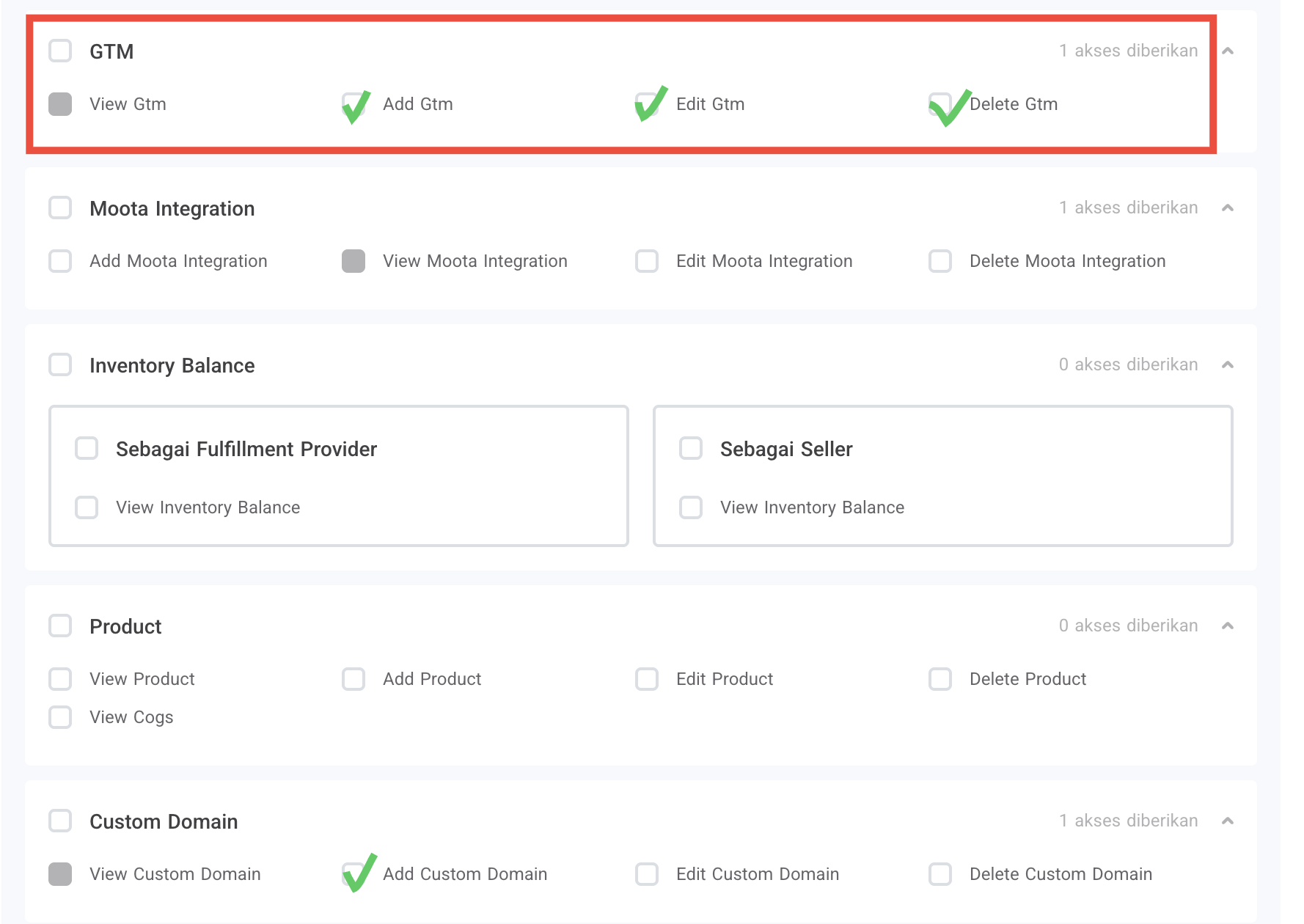 butuh fitur untuk tick permission