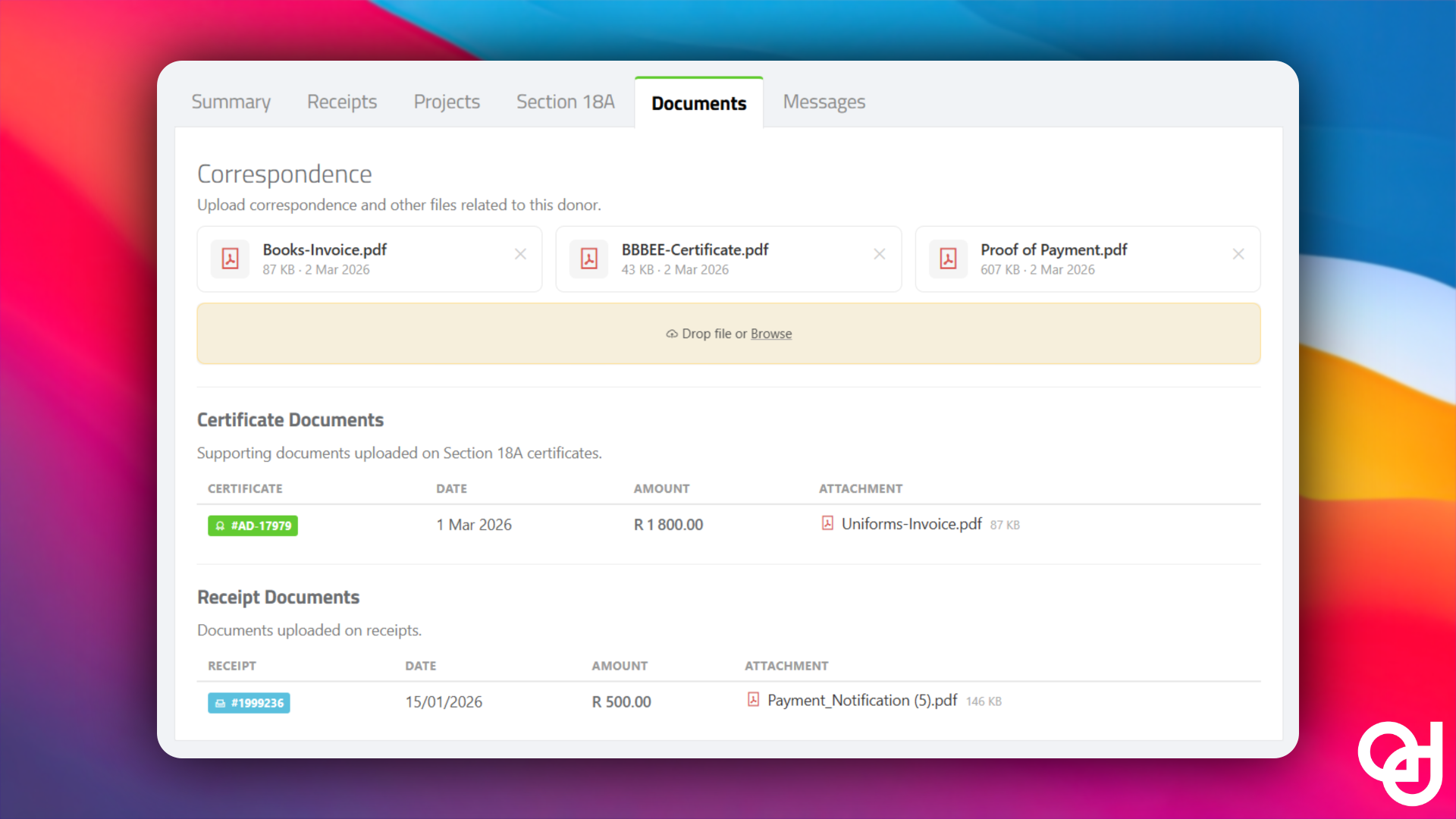 Centralised donor file management