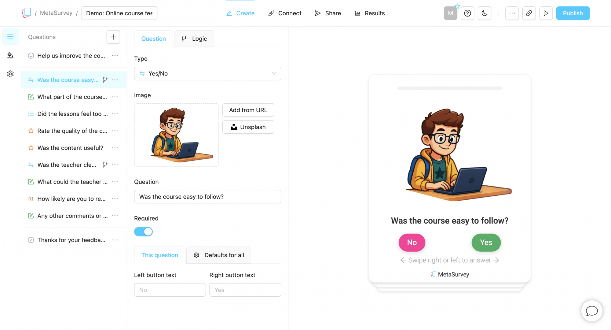 MetaSurvey builder view